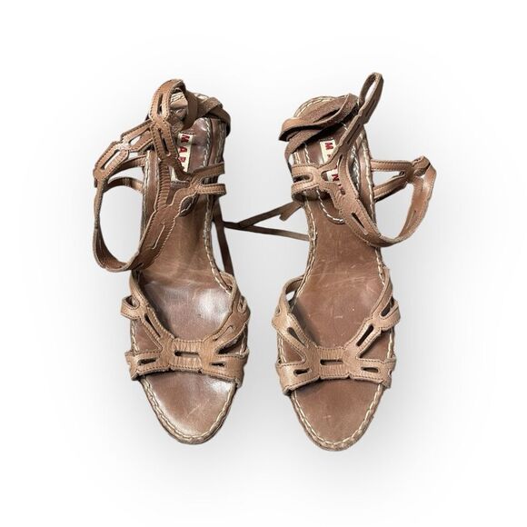 Marni Brown Leather Strappy Sandals Size 6 - Picture 1 of 5